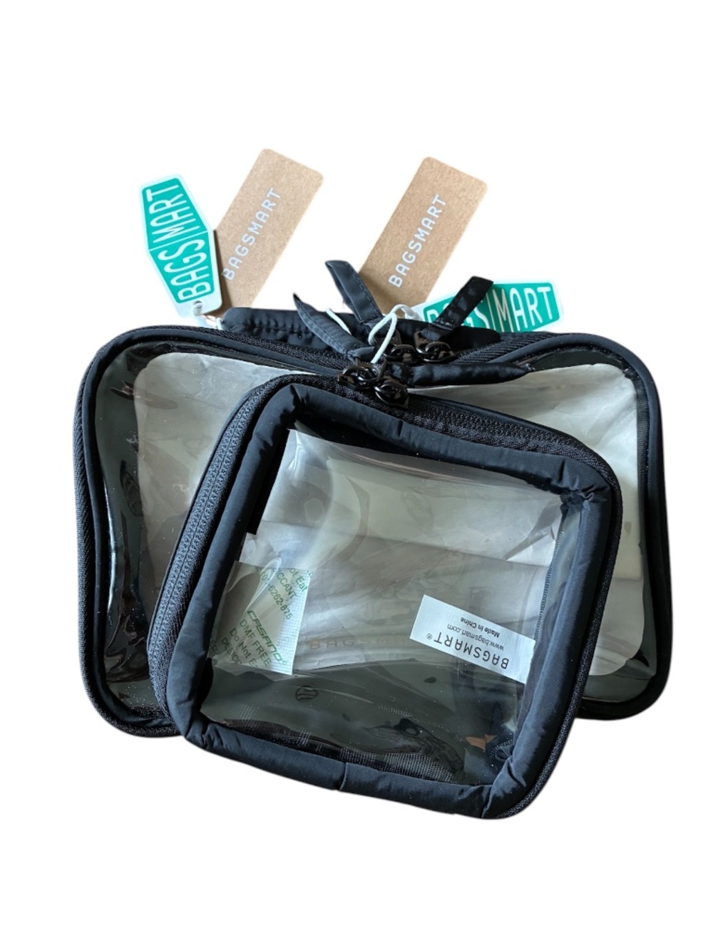 BagSmart Clear Travel Toiletry Bag Set Clear Plastic Storage Containers Black